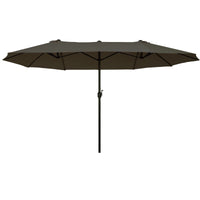 Outsunny 15ft Double - Sided Patio Umbrella Outdoor Market Extra Large Gray with Crank for Deck Lawn Backyard Pool - 7DAY'S