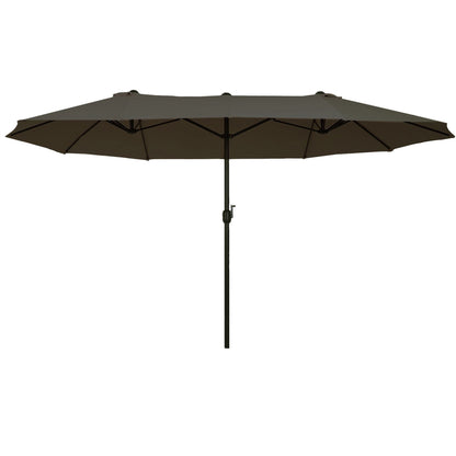 Outsunny 15ft Double - Sided Patio Umbrella Outdoor Market Extra Large Gray with Crank for Deck Lawn Backyard Pool - 7DAY'S