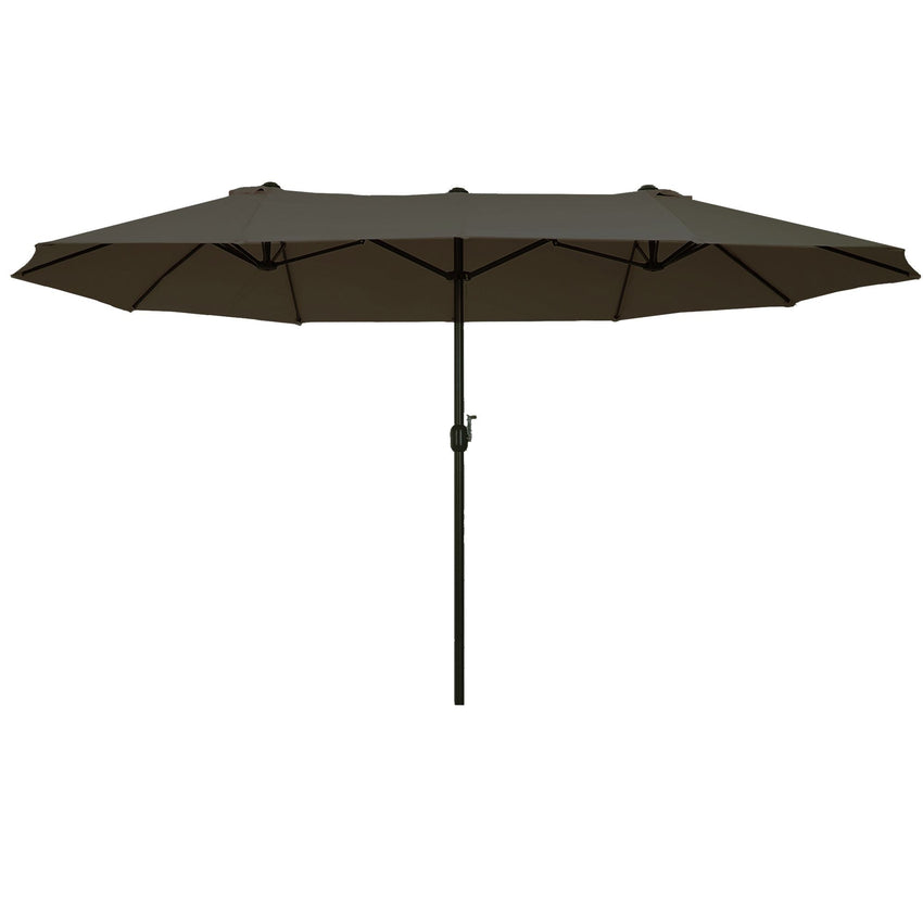 Outsunny 15ft Double - Sided Patio Umbrella Outdoor Market Extra Large Gray with Crank for Deck Lawn Backyard Pool - 7DAY'S