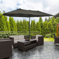 Outsunny 15ft Double - Sided Patio Umbrella Outdoor Market Extra Large Gray with Crank for Deck Lawn Backyard Pool - 7DAY'S