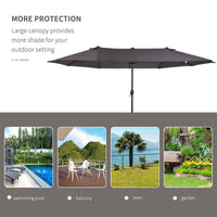 Outsunny 15ft Double - Sided Patio Umbrella Outdoor Market Extra Large Gray with Crank for Deck Lawn Backyard Pool - 7DAY'S