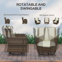 Outsunny 4pc Rattan Patio Set Outdoor Conversation with Swivel Rocking Chairs Cream - 7DAY'S