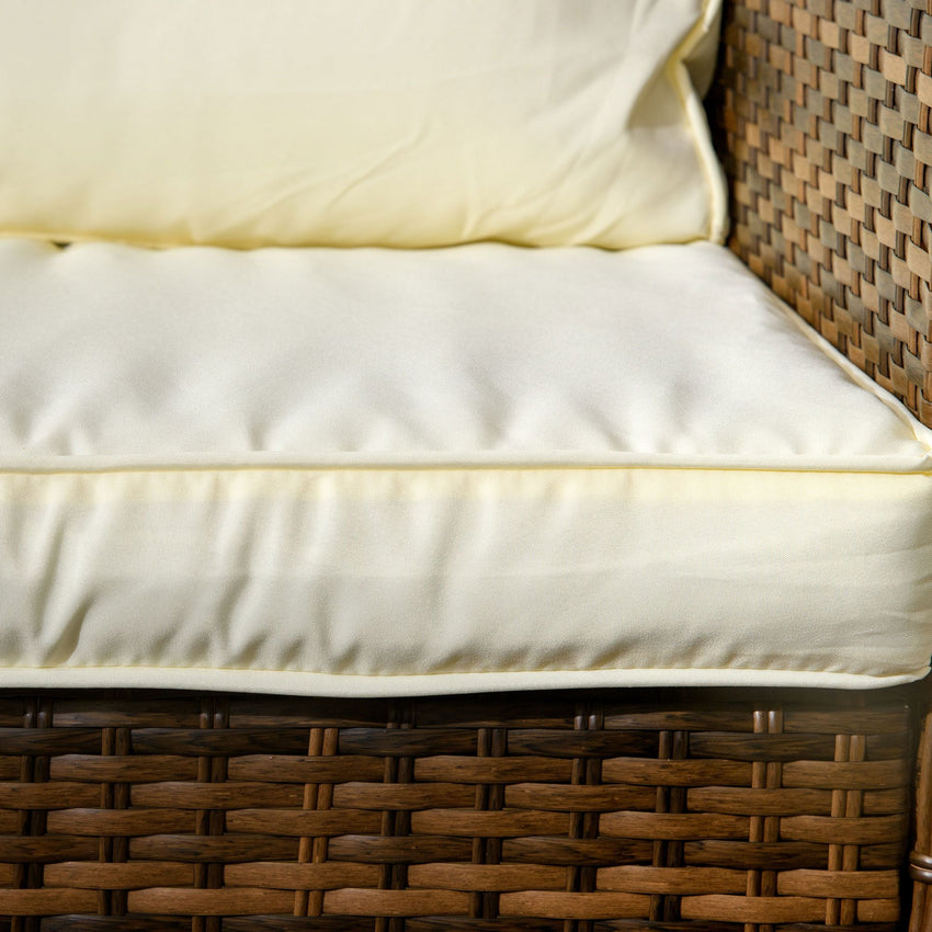 Outsunny 4pc Rattan Patio Set Outdoor Conversation with Swivel Rocking Chairs Cream - 7DAY'S