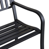 Outsunny 50ft Outdoor Bench Seat, Patio Bench with Slatted Seat, Metal Porch Bench, with 2 Person Design, for Poolside, Lawn, Black - 7DAY'S