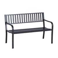 Outsunny 50ft Outdoor Bench Seat, Patio Bench with Slatted Seat, Metal Porch Bench, with 2 Person Design, for Poolside, Lawn, Black - 7DAY'S