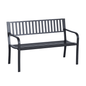 Outsunny 50ft Outdoor Bench Seat, Patio Bench with Slatted Seat, Metal Porch Bench, with 2 Person Design, for Poolside, Lawn, Black - 7DAY'S