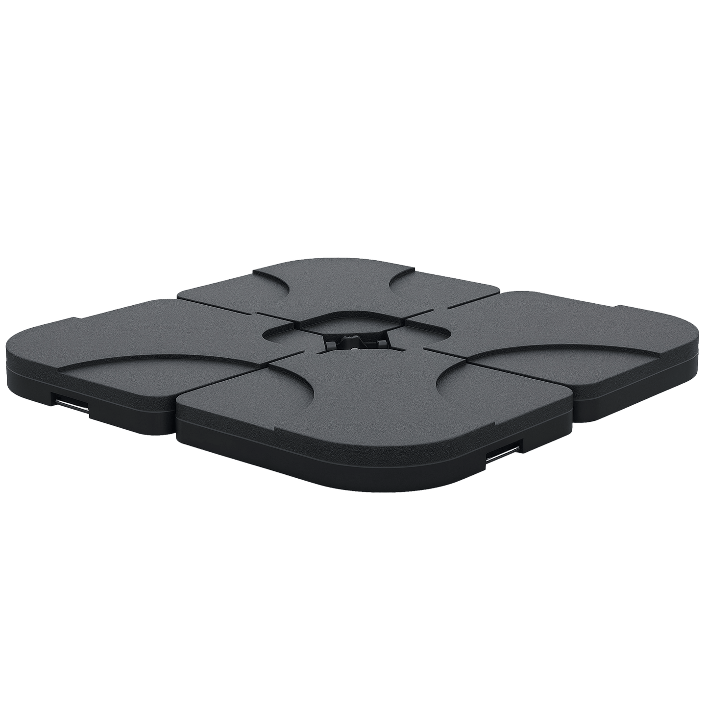 Outsunny Cantilever Patio Umbrella Base, 4 - Piece Offset Stand, 158 lb Sand or 60L Water Capacity, Black - 7DAY'S