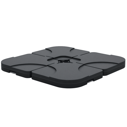 Outsunny Cantilever Patio Umbrella Base, 4 - Piece Offset Stand, 158 lb Sand or 60L Water Capacity, Black - 7DAY'S