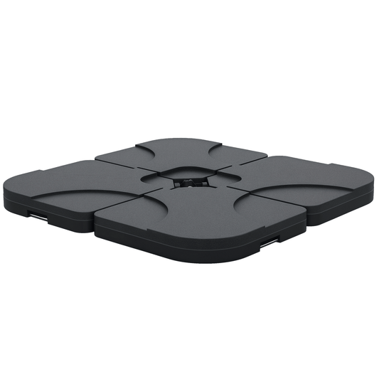 Outsunny Cantilever Patio Umbrella Base, 4 - Piece Offset Stand, 158 lb Sand or 60L Water Capacity, Black - 7DAY'S