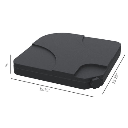 Outsunny Cantilever Patio Umbrella Base, 4 - Piece Offset Stand, 158 lb Sand or 60L Water Capacity, Black - 7DAY'S
