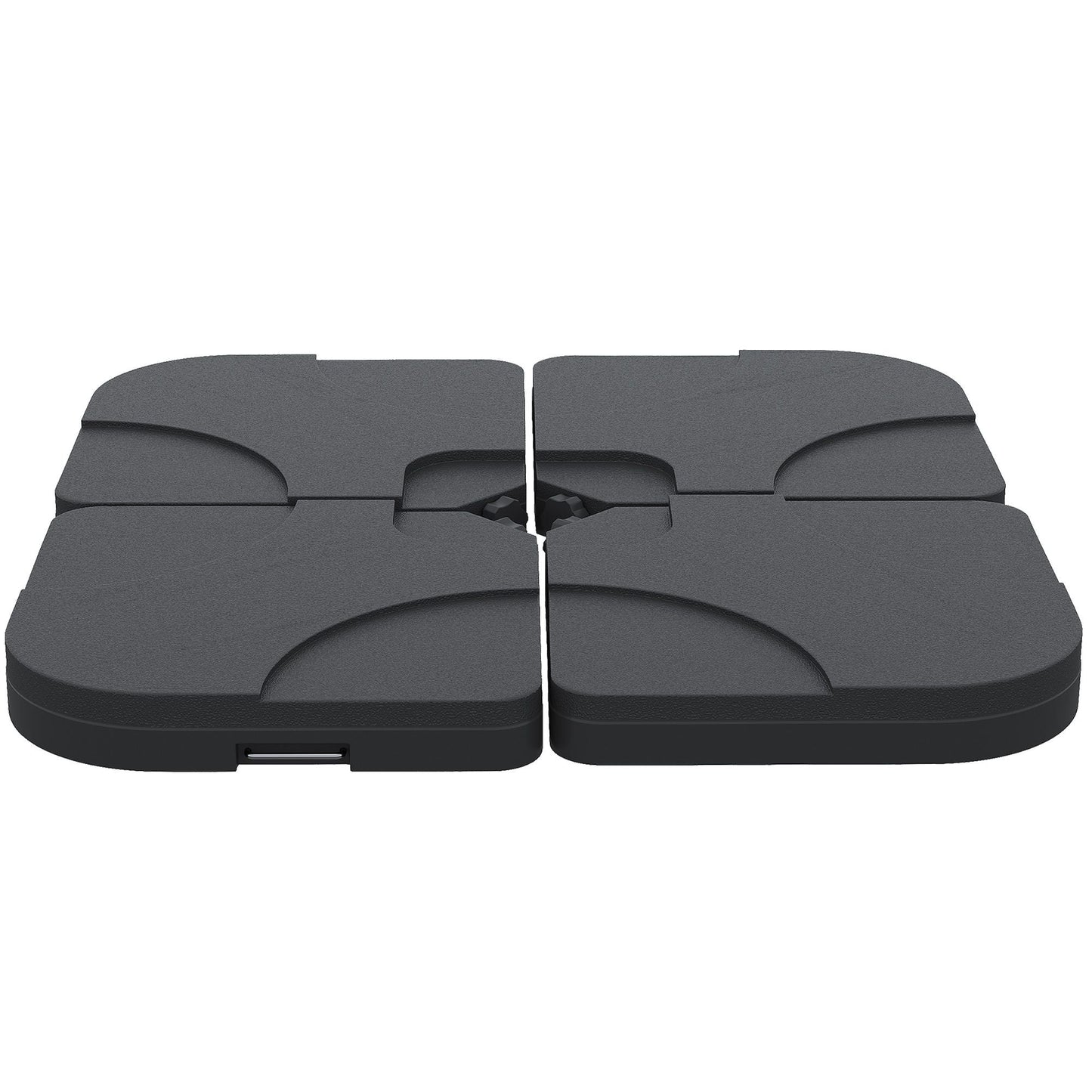 Outsunny Cantilever Patio Umbrella Base, 4 - Piece Offset Stand, 158 lb Sand or 60L Water Capacity, Black - 7DAY'S