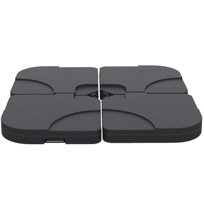 Outsunny Cantilever Patio Umbrella Base, 4 - Piece Offset Stand, 158 lb Sand or 60L Water Capacity, Black - 7DAY'S