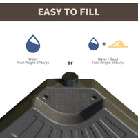Outsunny Cantilever Patio Umbrella Base Fan Shaped Weights with Handles Durable Material Coffee - 7DAY'S