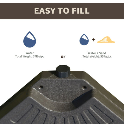 Outsunny Cantilever Patio Umbrella Base Fan Shaped Weights with Handles Durable Material Coffee - 7DAY'S