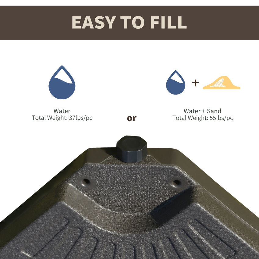 Outsunny Cantilever Patio Umbrella Base Fan Shaped Weights with Handles Durable Material Coffee - 7DAY'S