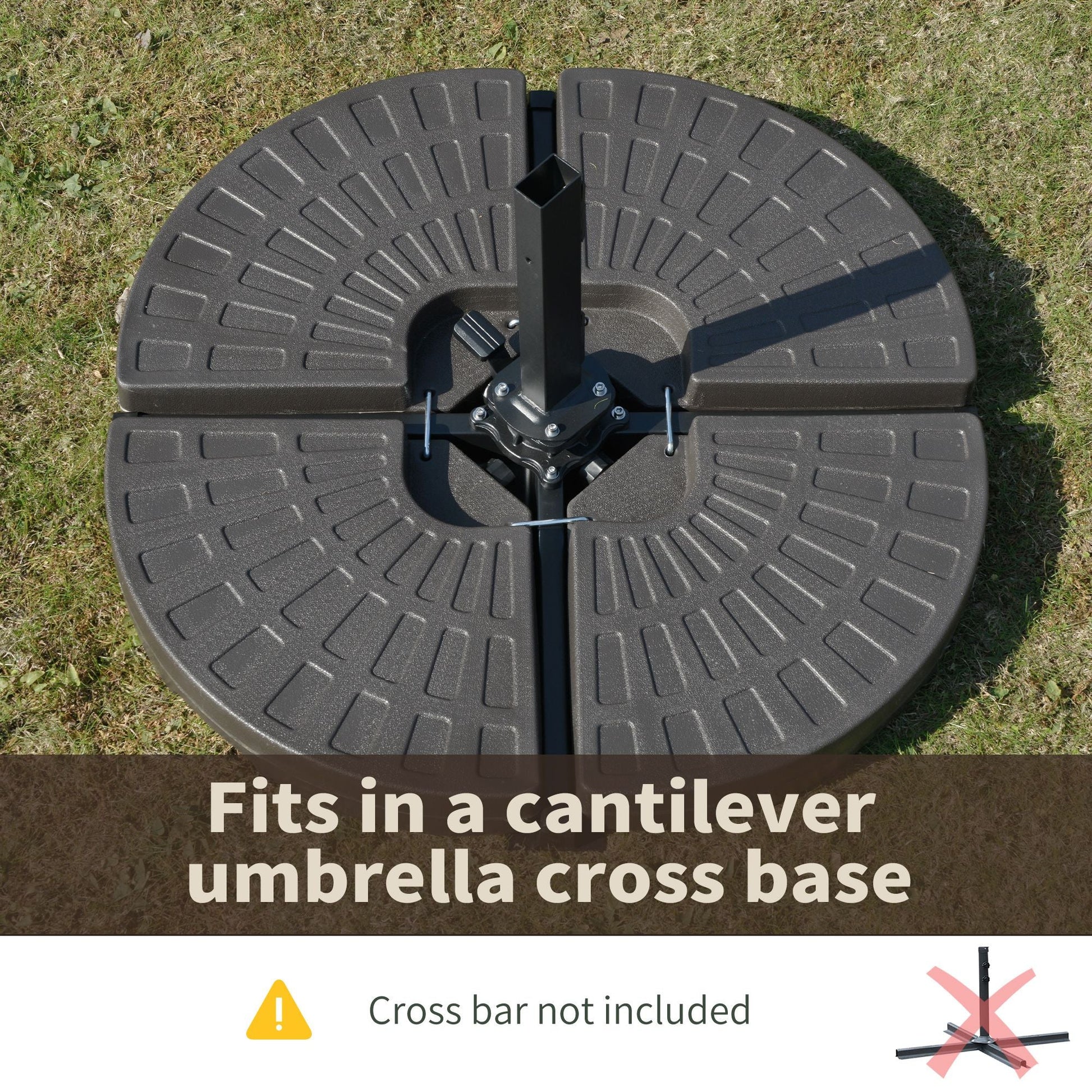 Outsunny Cantilever Patio Umbrella Base Fan Shaped Weights with Handles Durable Material Coffee - 7DAY'S
