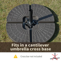 Outsunny Cantilever Patio Umbrella Base Fan Shaped Weights with Handles Durable Material Coffee - 7DAY'S
