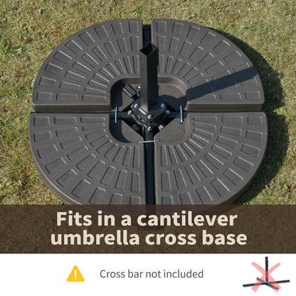 Outsunny Cantilever Patio Umbrella Base Fan Shaped Weights with Handles Durable Material Coffee - 7DAY'S