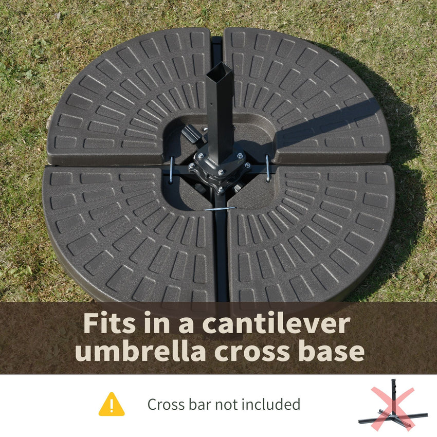 Outsunny Cantilever Patio Umbrella Base Fan Shaped Weights with Handles Durable Material Coffee - 7DAY'S