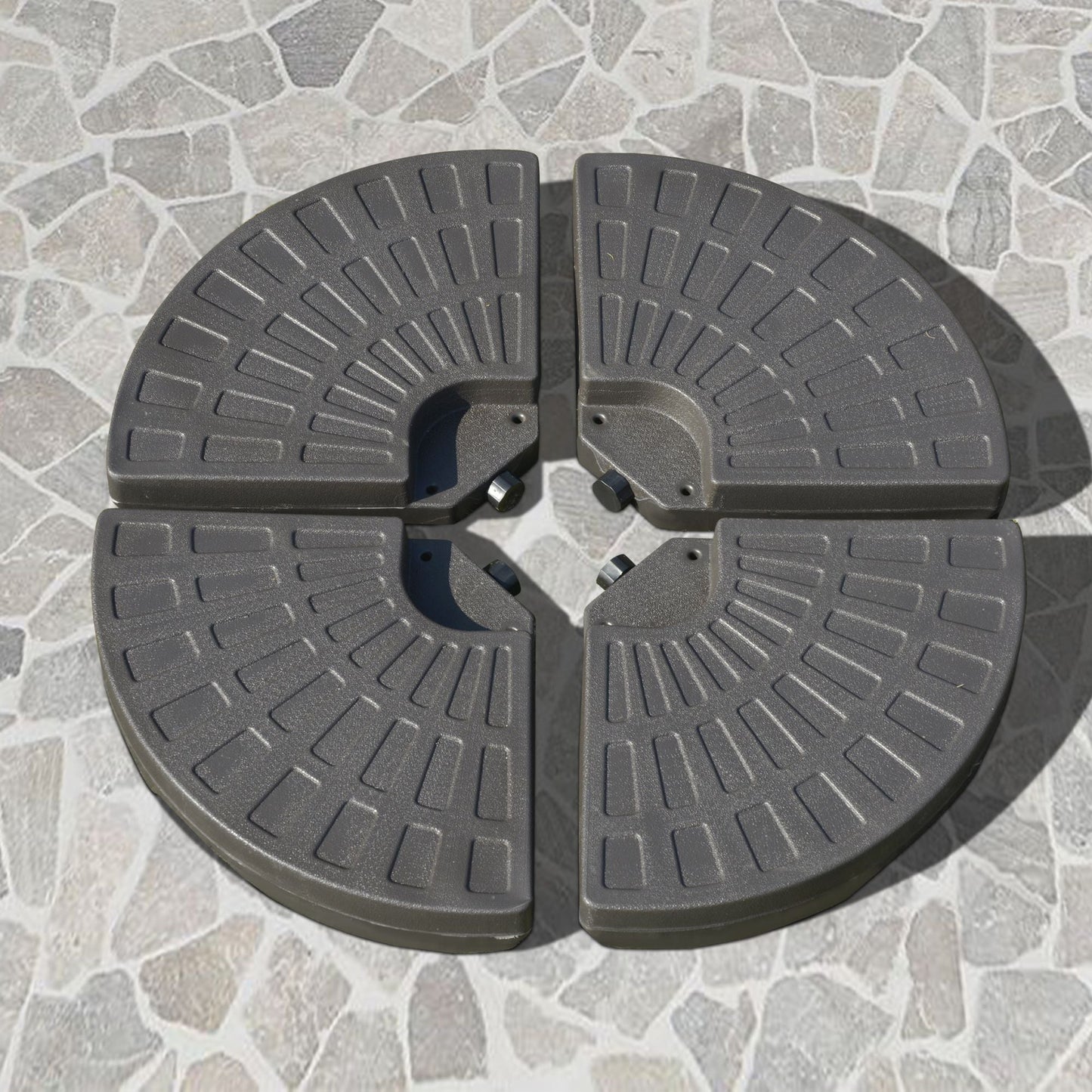 Outsunny Cantilever Patio Umbrella Base Fan Shaped Weights with Handles Durable Material Coffee - 7DAY'S