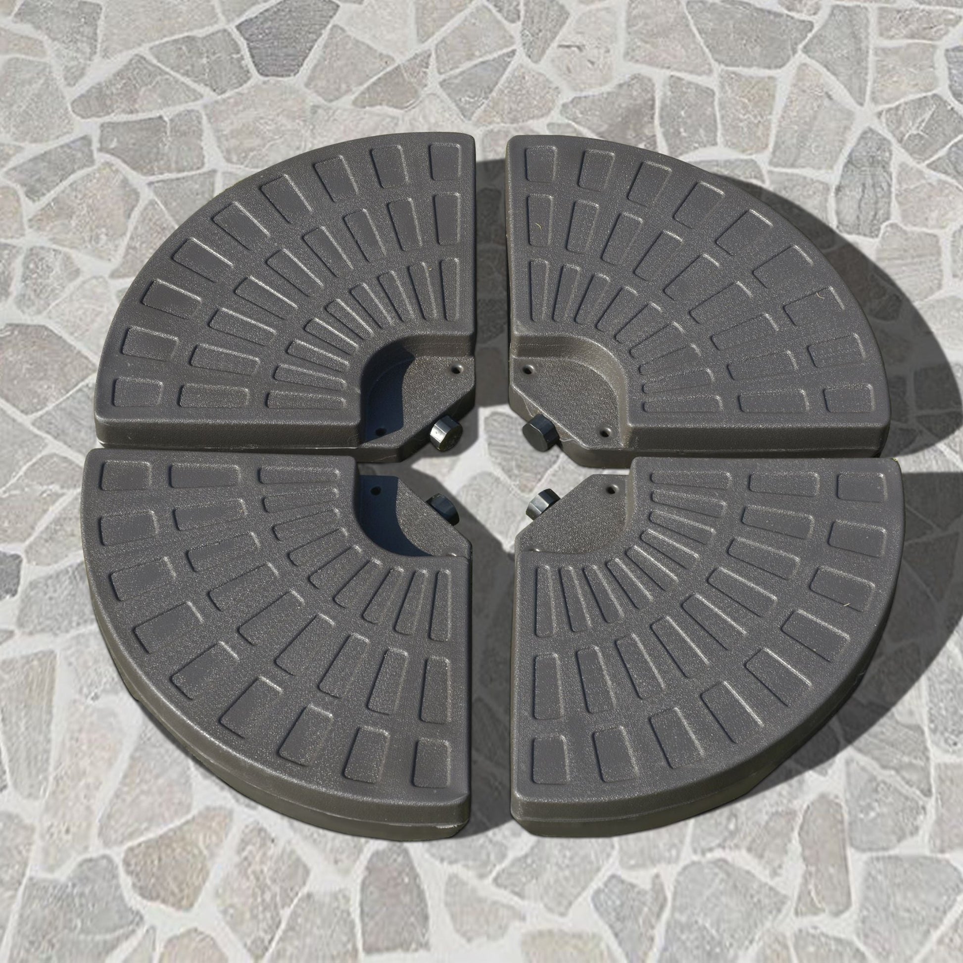 Outsunny Cantilever Patio Umbrella Base Fan Shaped Weights with Handles Durable Material Coffee - 7DAY'S