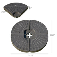 Outsunny Cantilever Patio Umbrella Base Fan Shaped Weights with Handles Durable Material Coffee - 7DAY'S