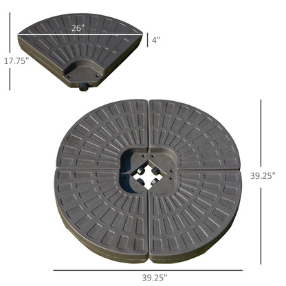 Outsunny Cantilever Patio Umbrella Base Fan Shaped Weights with Handles Durable Material Coffee - 7DAY'S