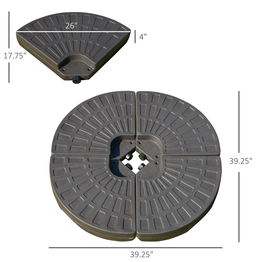 Outsunny Cantilever Patio Umbrella Base Fan Shaped Weights with Handles Durable Material Coffee - 7DAY'S