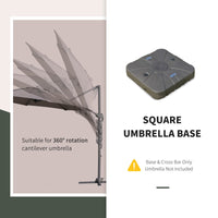 Outsunny Cantilever Umbrella Base with Wheels 330 lbs Sand 286 lbs Water Heavy Duty Coffee - 7DAY'S