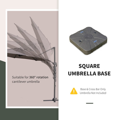 Outsunny Cantilever Umbrella Base with Wheels 330 lbs Sand 286 lbs Water Heavy Duty Coffee - 7DAY'S