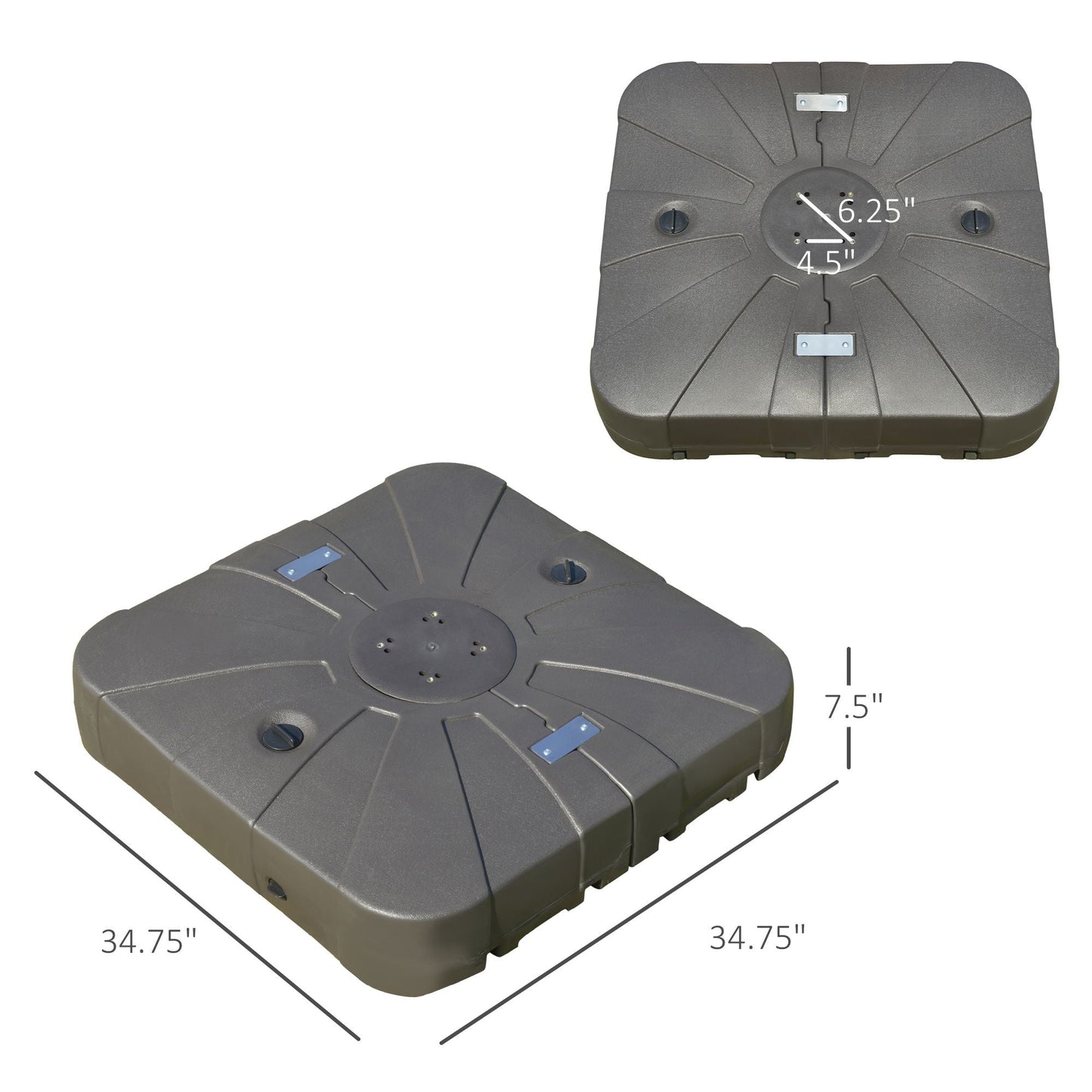 Outsunny Cantilever Umbrella Base with Wheels 330 lbs Sand 286 lbs Water Heavy Duty Coffee - 7DAY'S