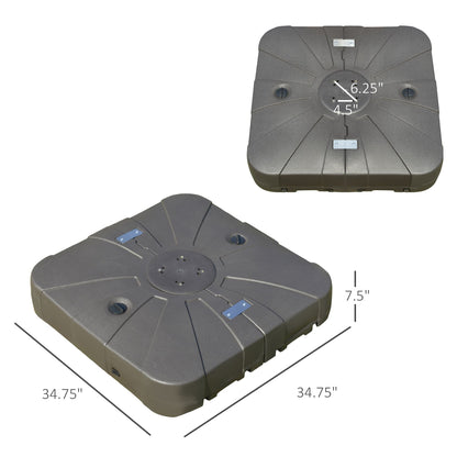 Outsunny Cantilever Umbrella Base with Wheels 330 lbs Sand 286 lbs Water Heavy Duty Coffee - 7DAY'S