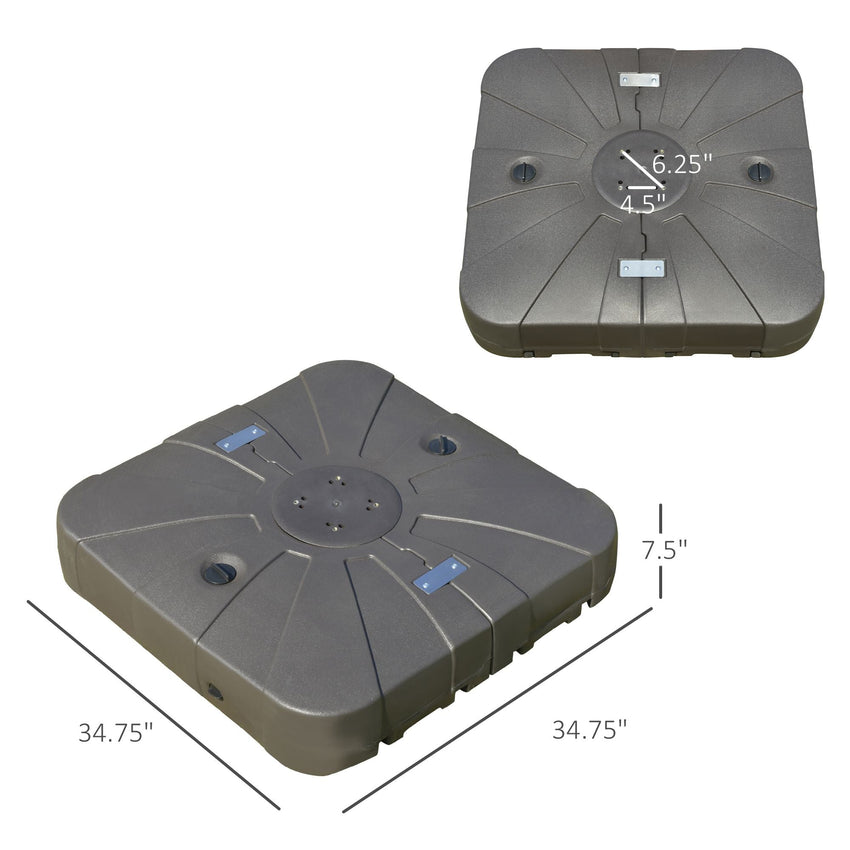 Outsunny Cantilever Umbrella Base with Wheels 330 lbs Sand 286 lbs Water Heavy Duty Coffee - 7DAY'S