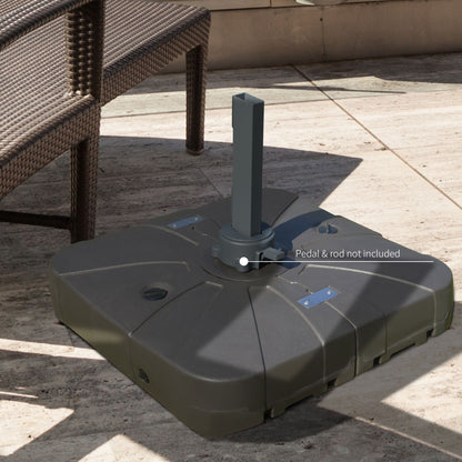 Outsunny Cantilever Umbrella Base with Wheels 330 lbs Sand 286 lbs Water Heavy Duty Coffee - 7DAY'S