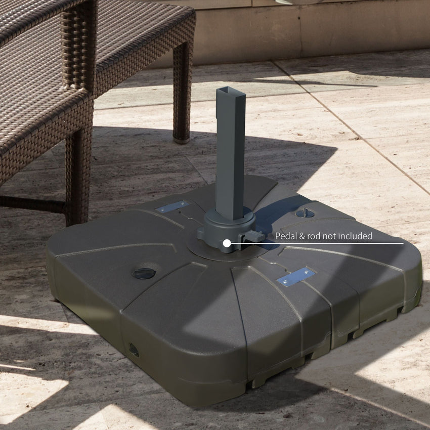 Outsunny Cantilever Umbrella Base with Wheels 330 lbs Sand 286 lbs Water Heavy Duty Coffee - 7DAY'S