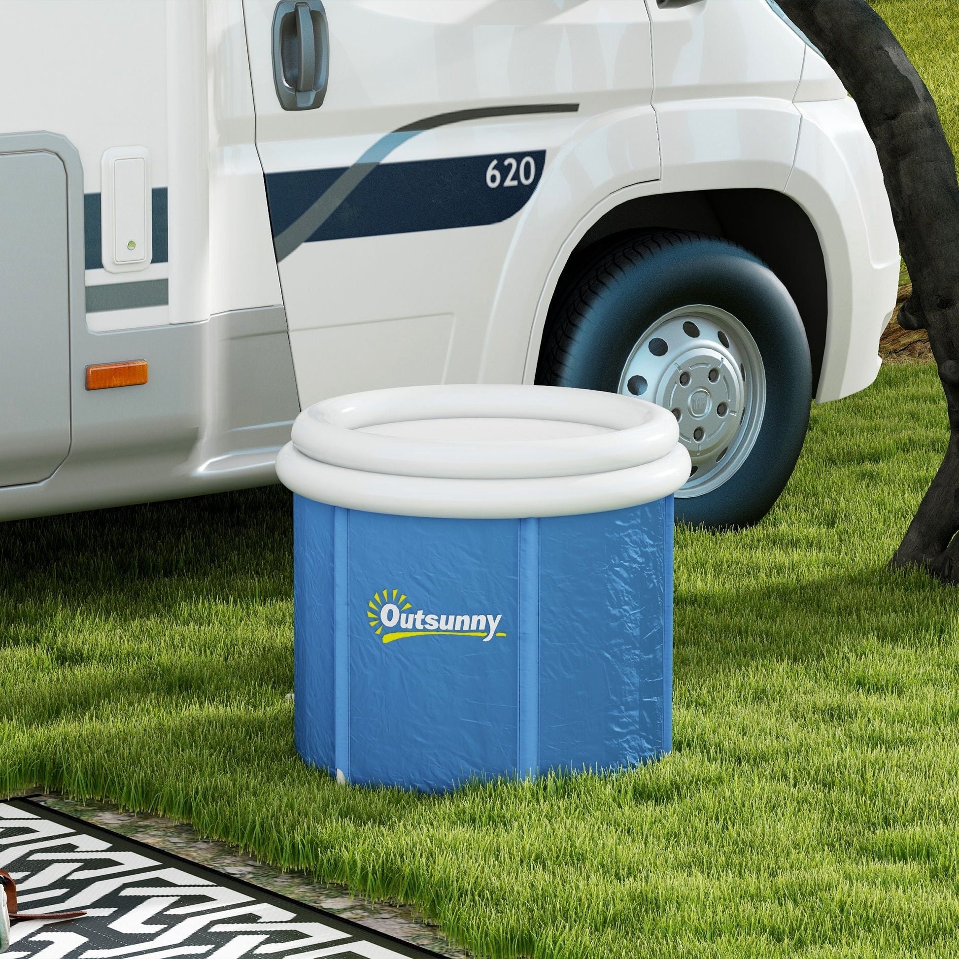 Outsunny Cold Plunge Tub, Portable Ice Bath Cold Water Therapy Tub with Thermo Lid, for Athletes Recovery, Dark Blue - 7DAY'S