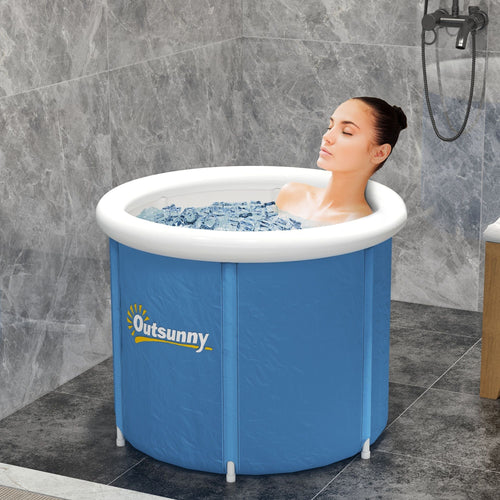 Outsunny Cold Plunge Tub, Portable Ice Bath Cold Water Therapy Tub with Thermo Lid, for Athletes Recovery, Dark Blue - 7DAY'S