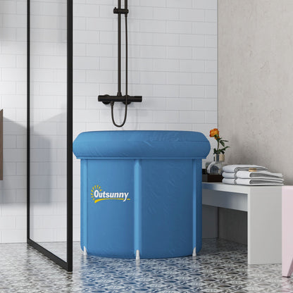 Outsunny Cold Plunge Tub, Portable Ice Bath Cold Water Therapy Tub with Thermo Lid, for Athletes Recovery, Dark Blue - 7DAY'S