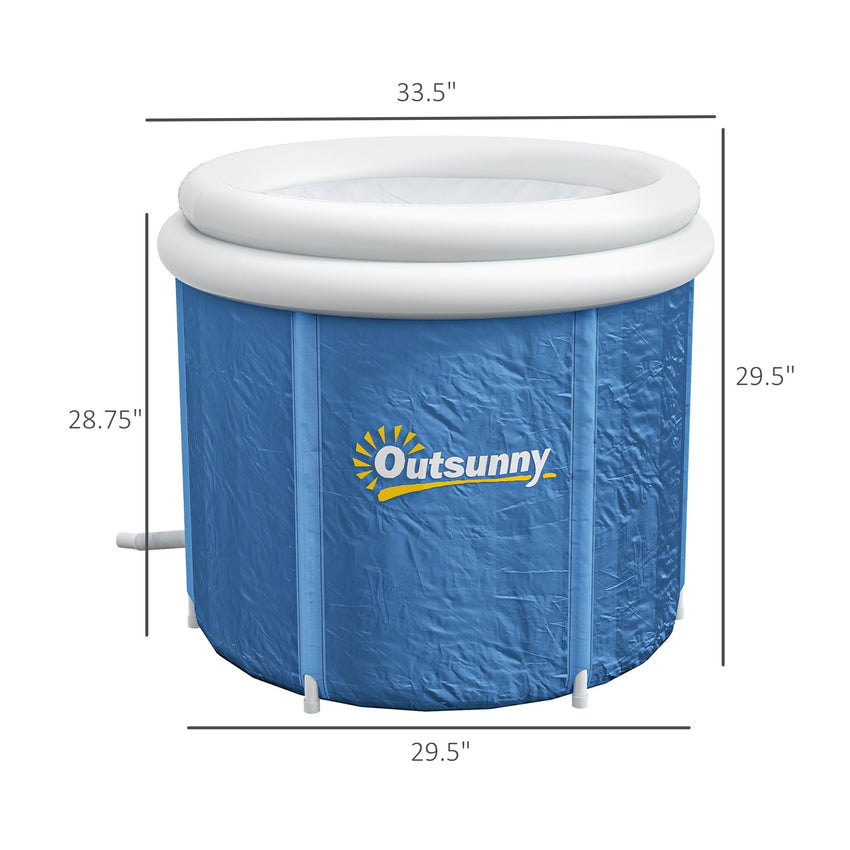 Outsunny Cold Plunge Tub, Portable Ice Bath Cold Water Therapy Tub with Thermo Lid, for Athletes Recovery, Dark Blue - 7DAY'S