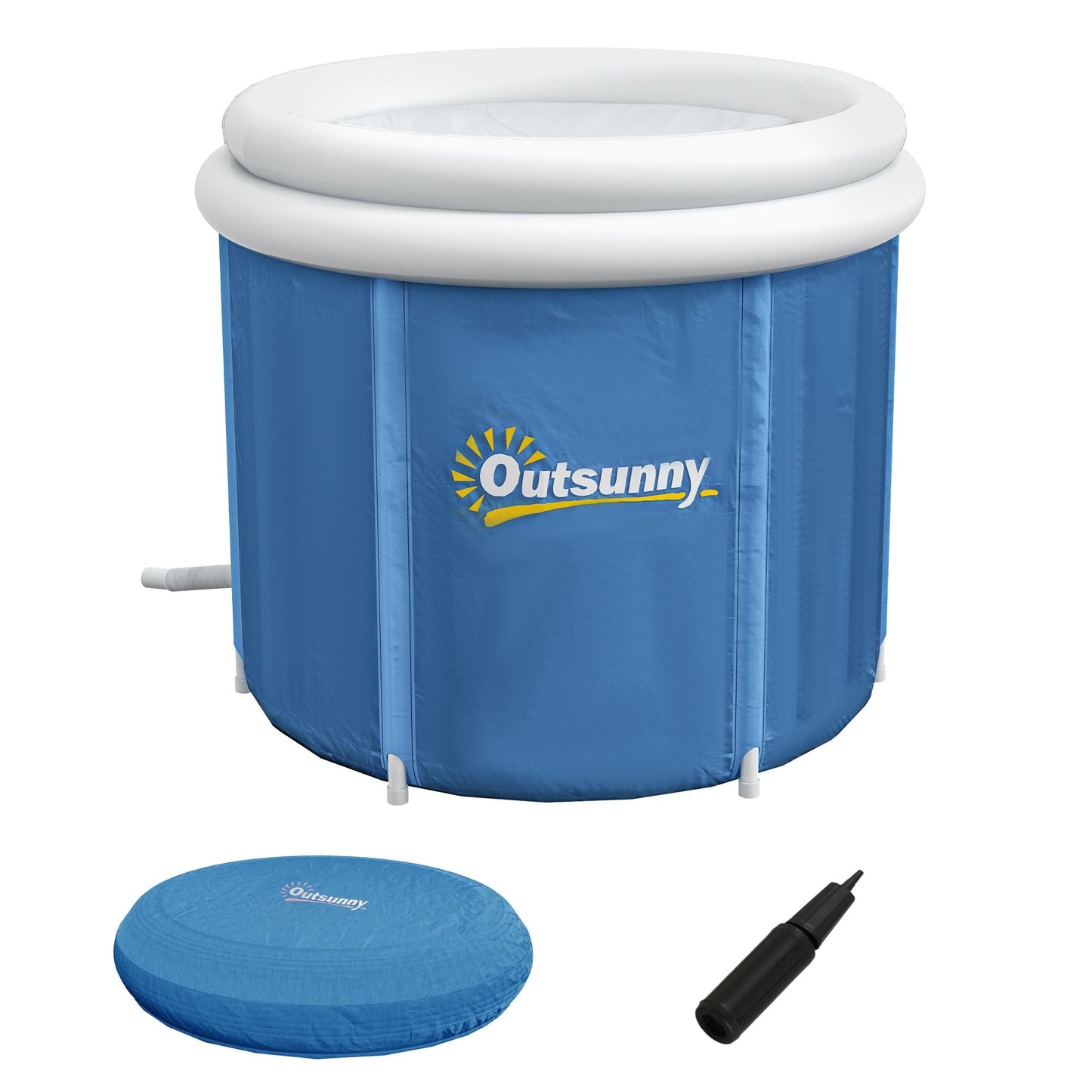 Outsunny Cold Plunge Tub, Portable Ice Bath Cold Water Therapy Tub with Thermo Lid, for Athletes Recovery, Dark Blue - 7DAY'S