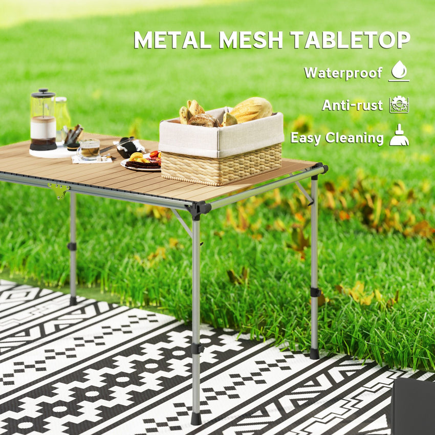 Outsunny Folding Camping Table, Adjustable Height Aluminum Table, Portable Camping Table for Picnic, Beach, BBQ - 7DAY'S