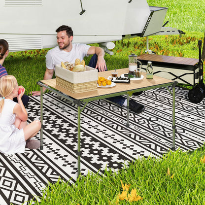 Outsunny Folding Camping Table, Adjustable Height Aluminum Table, Portable Camping Table for Picnic, Beach, BBQ - 7DAY'S