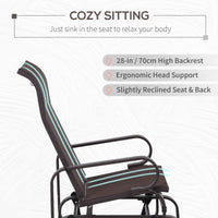 Outsunny Gliding Lounger Chair, Outdoor Swinging Chair with Smooth Rocking Arms and Lightweight Construction for Patio Backyard, Brown - 7DAY'S