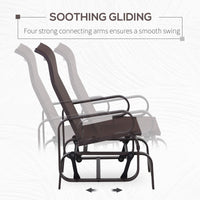 Outsunny Gliding Lounger Chair, Outdoor Swinging Chair with Smooth Rocking Arms and Lightweight Construction for Patio Backyard, Brown - 7DAY'S