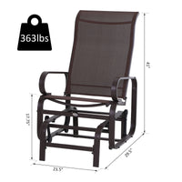 Outsunny Gliding Lounger Chair, Outdoor Swinging Chair with Smooth Rocking Arms and Lightweight Construction for Patio Backyard, Brown - 7DAY'S