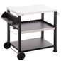 Outsunny Grill Cart Table Outdoor, 3 - Shelf Stainless Steel, Pizza Oven Stand, Black with BBQ Wheels & Side Handle - 7DAY'S