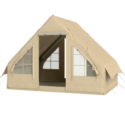 Outsunny Inflatable Camping Tent with Hand Pump, 4 Season Blow Up Tent, Waterproof and Windproof with Mesh Windows and Doors - 7DAY'S