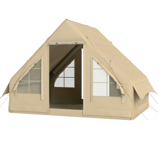 Outsunny Inflatable Camping Tent with Hand Pump, 4 Season Blow Up Tent, Waterproof and Windproof with Mesh Windows and Doors - 7DAY'S