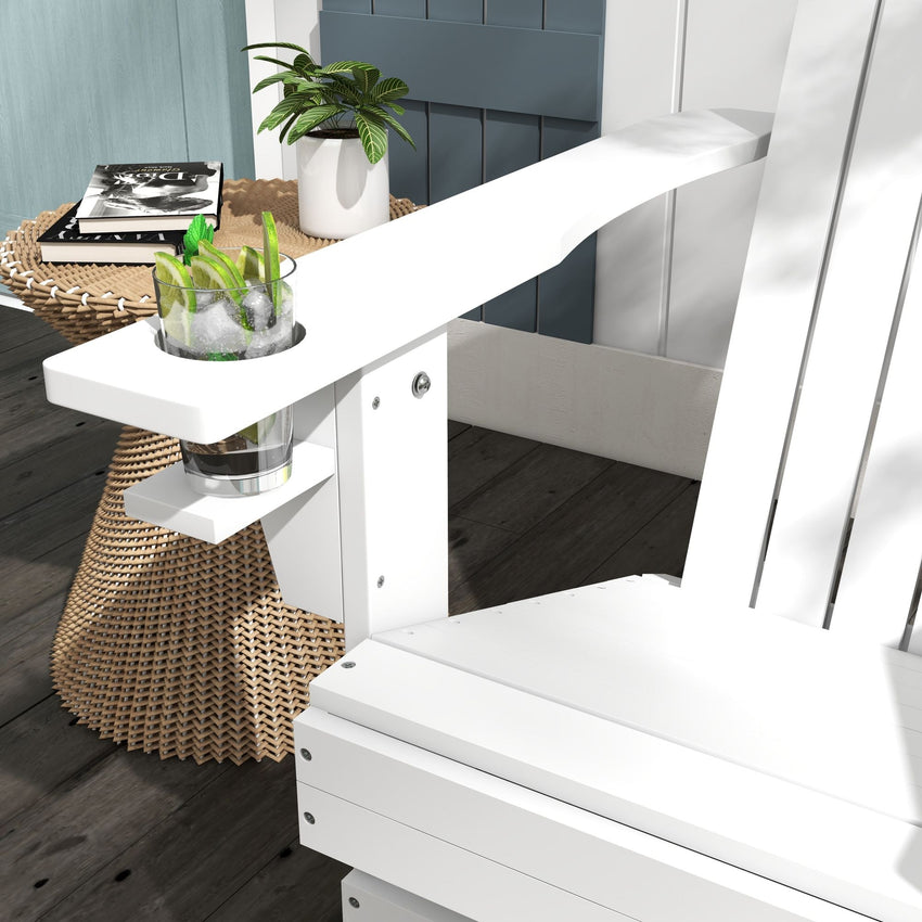 Outsunny Modern Adirondack Chair with Cupholder for Patio, Garden & Lawn, White - 7DAY'S