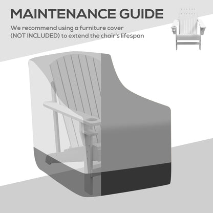 Outsunny Modern Adirondack Chair with Cupholder for Patio, Garden & Lawn, White - 7DAY'S